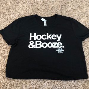 Hockey & Booze Crop Graphic Tee